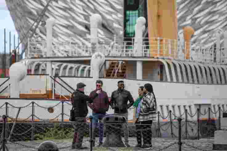 Belfast Mic Tour outside SS Nomadic in Titanic Quarter