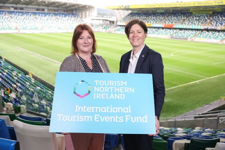 Individuals pictured at the National Football Stadium at Windsor Park.